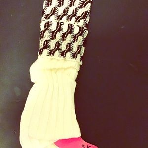 White and black rhinestone legwarmers